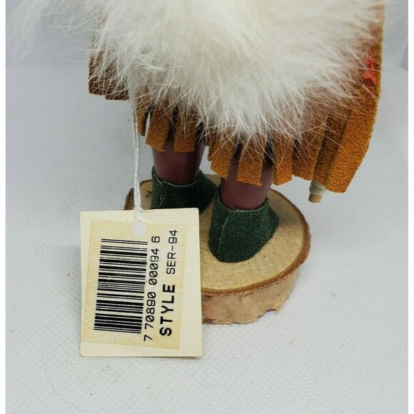 Indien Art Eskimo Doll Moving Eyelids Real Wood Stand Authentic Clothing Vintage - Picture 5 of 12